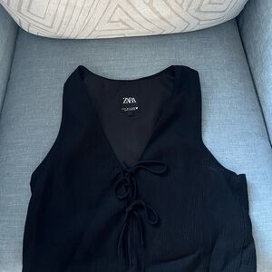 Zara Black Tie-Front Tank Top